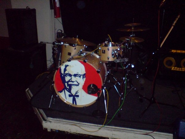 I wonder if the drummer uses Kentucky Fried Chicken drum sticks as well?